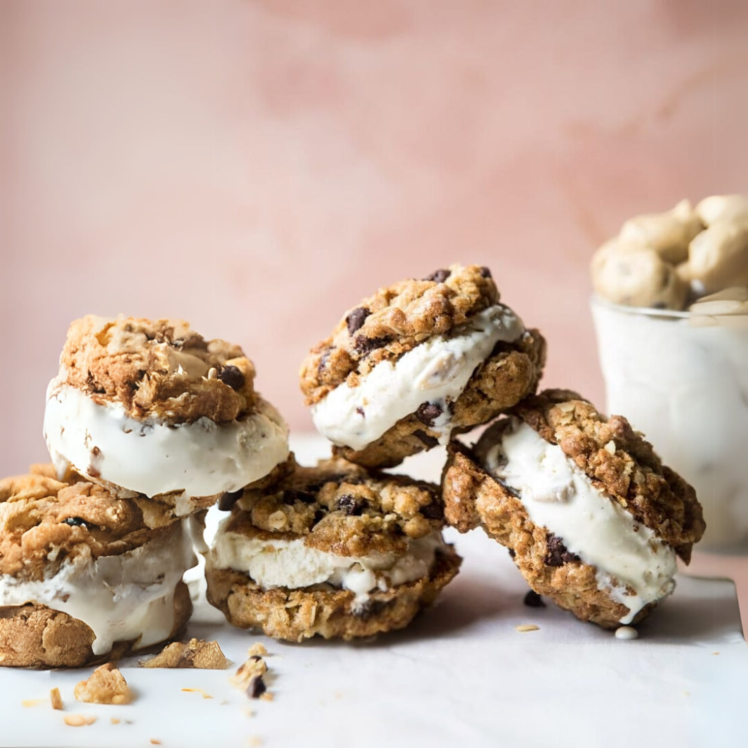 Ice Cream Cookie Sandwich with Optional Chocolate Drizzle