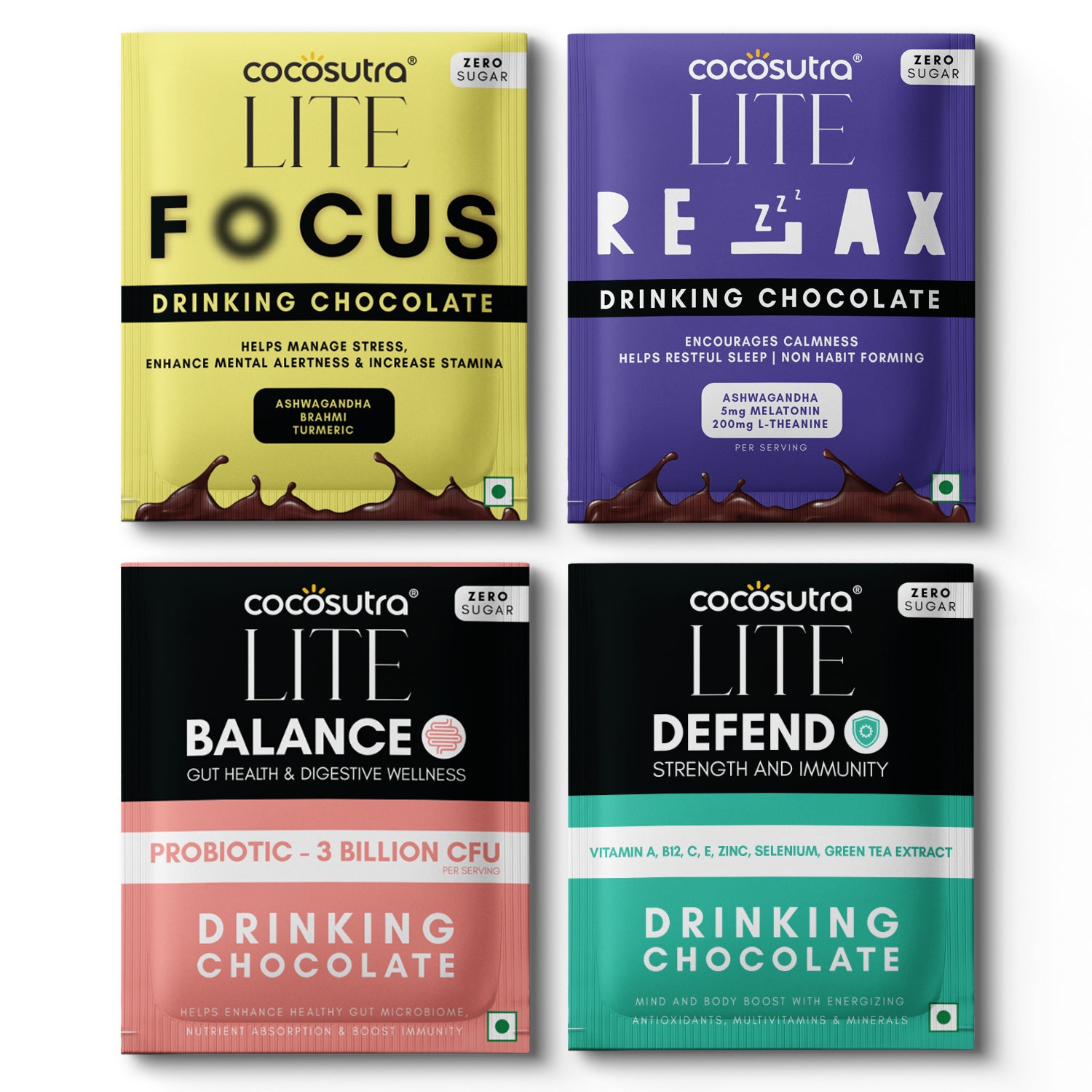Sugar Free Functional Drinking Chocolate | 4 Sachets | 20g each