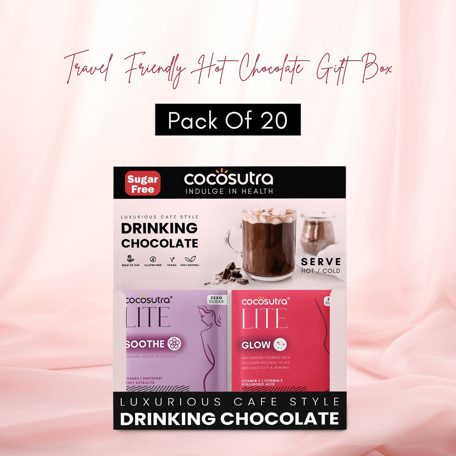 Soothe & Glow | Sugar Free Drinking Chocolate Sachet Hamper