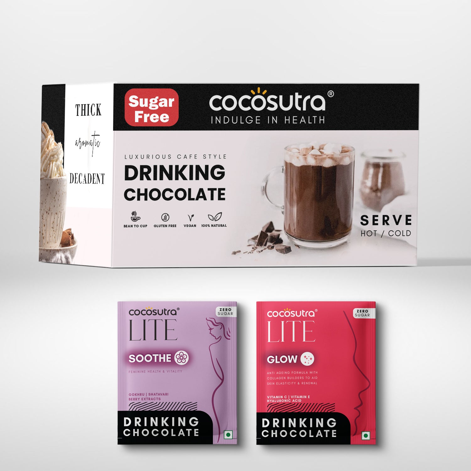 Soothe & Glow | Sugar Free Drinking Chocolate Sachet Hamper