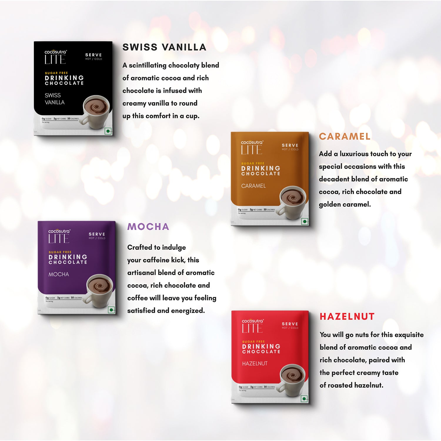 Sugar Free Drinking Chocolate | 4 Flavors | 20g each