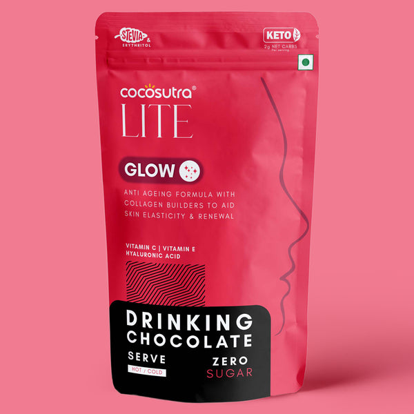 GLOW Sugar Free Drinking Chocolate Mix - Skin Elasticity & Glow | 200 g