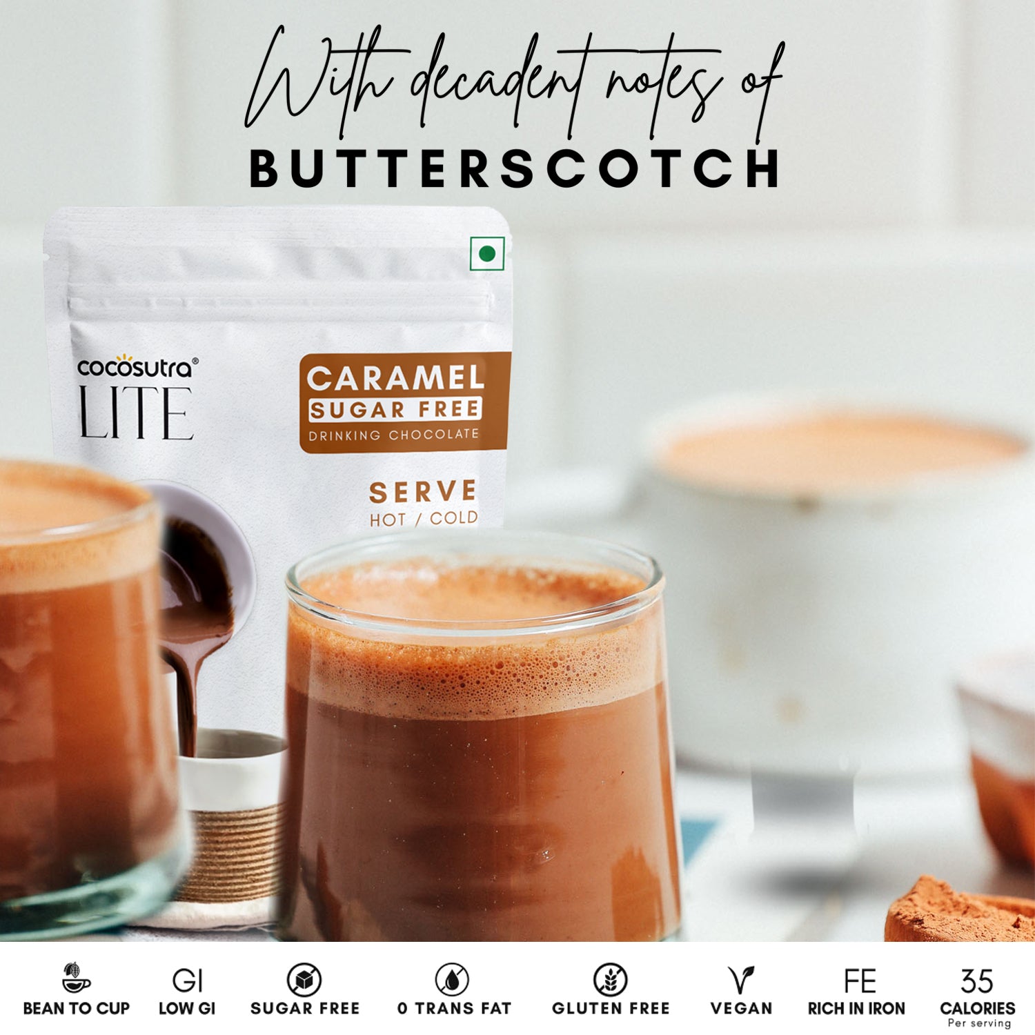 Sugar Free Drinking Chocolate Mix - Caramel | 200 g