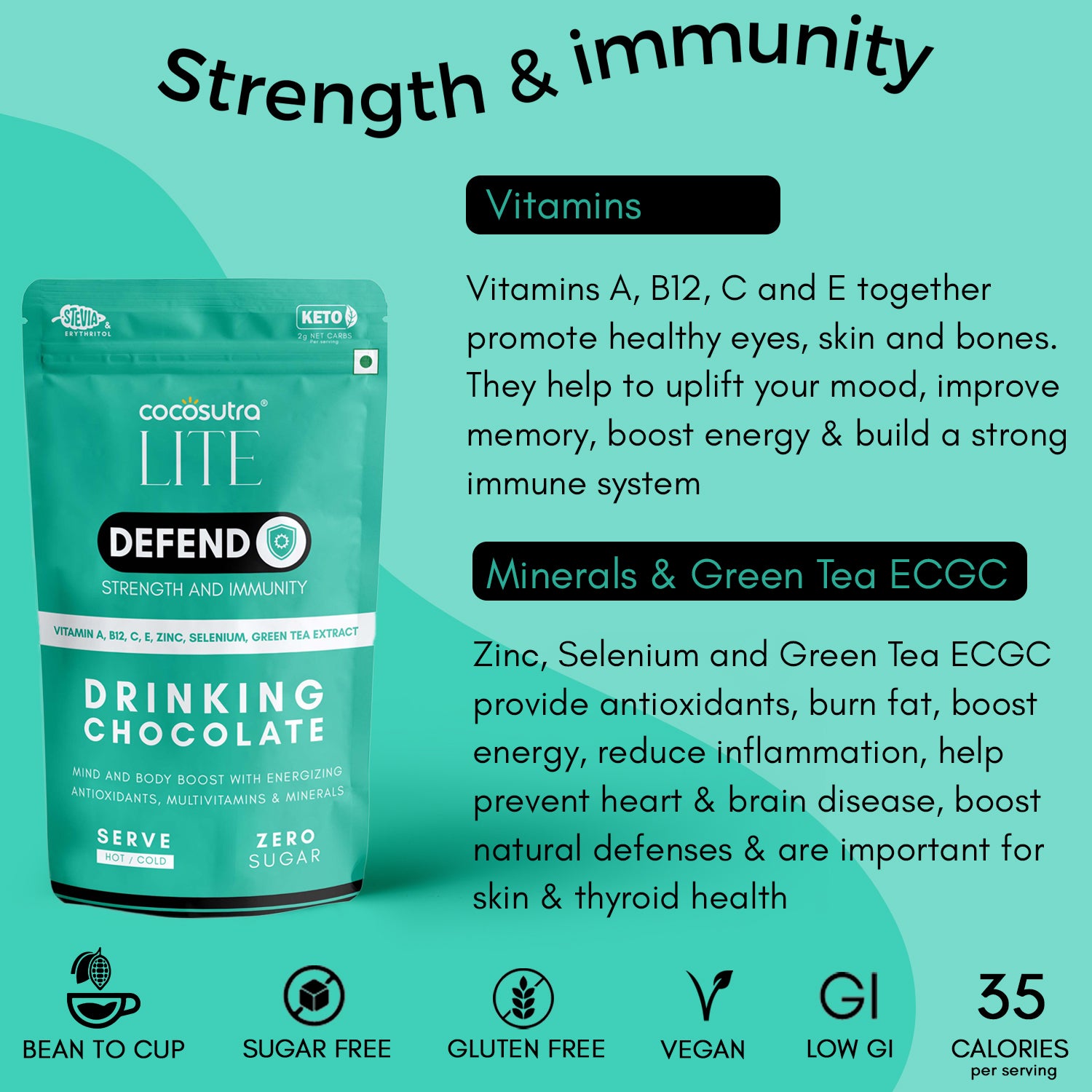 DEFEND - Sugar Free Drinking Chocolate Mix | For Strength & Immunity