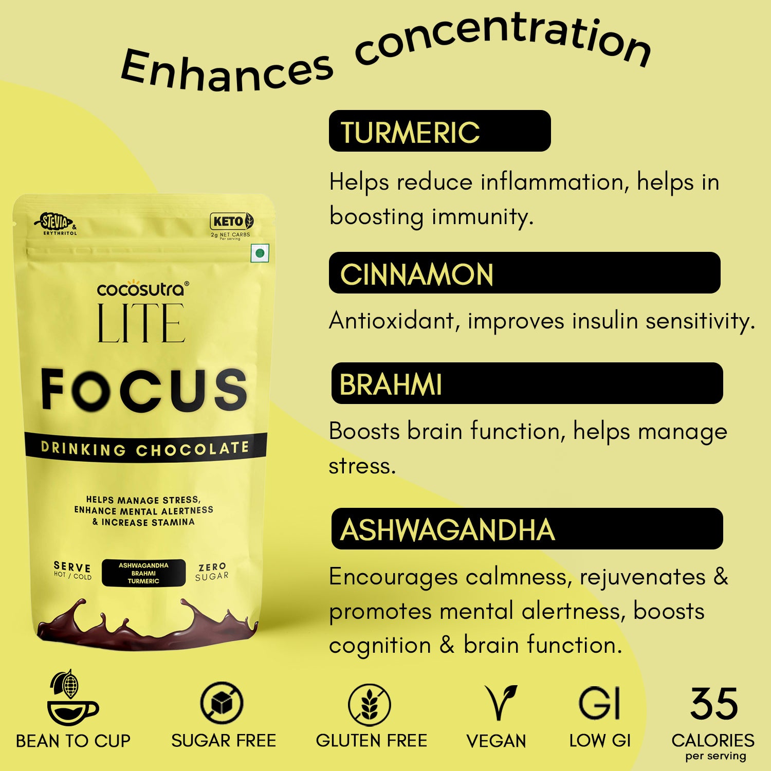 Cocosutra - Focus Sugar Free Drinking Chocolate
