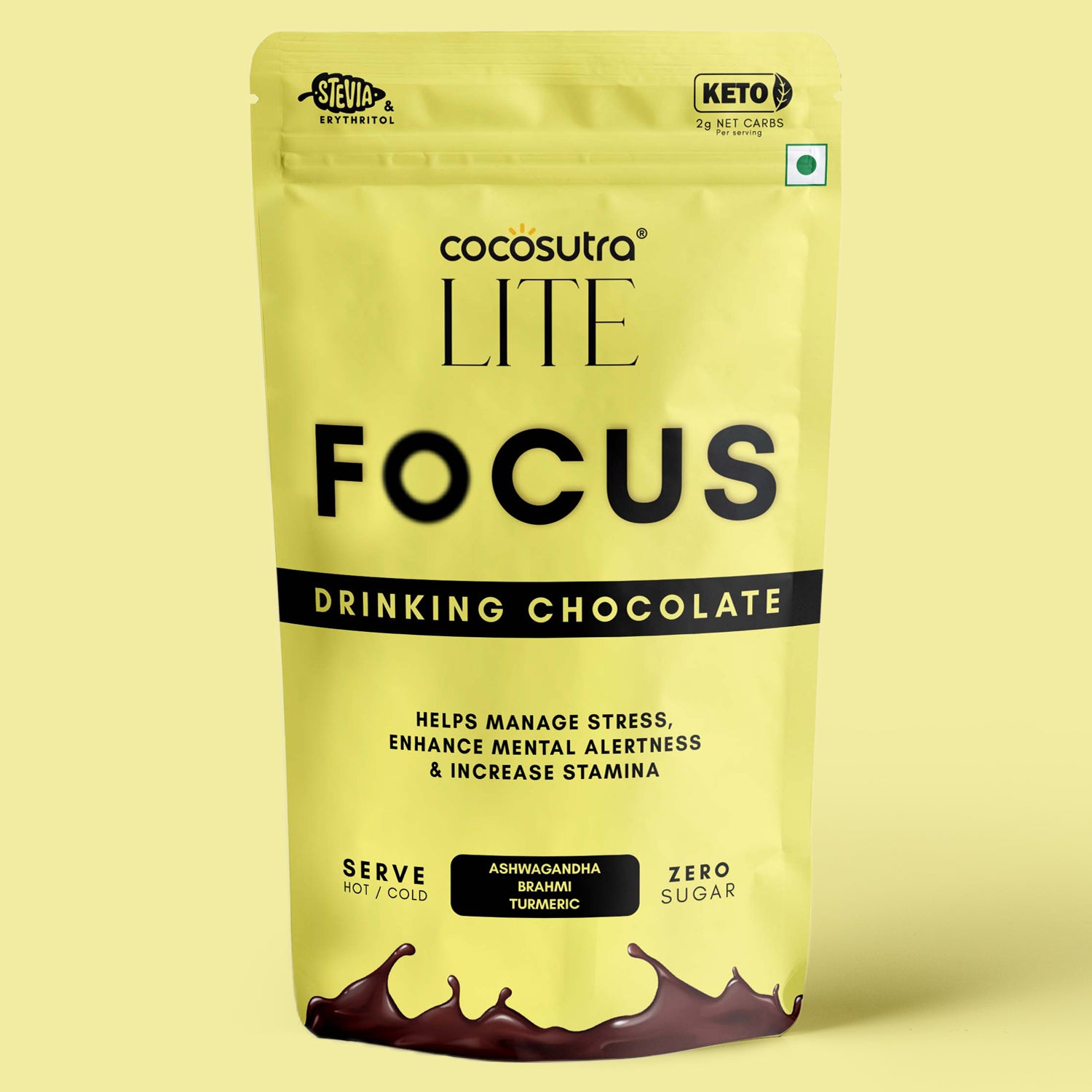 FOCUS - Sugar Free Drinking Chocolate Mix | 200 g | Enhances Mental Alertness