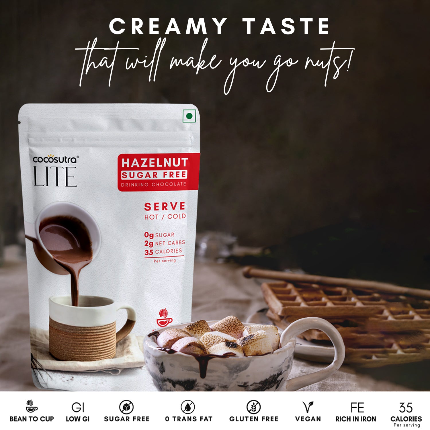 Cocosutra - Hazelnut Sugar Free Drinking Chocolate - Benefits