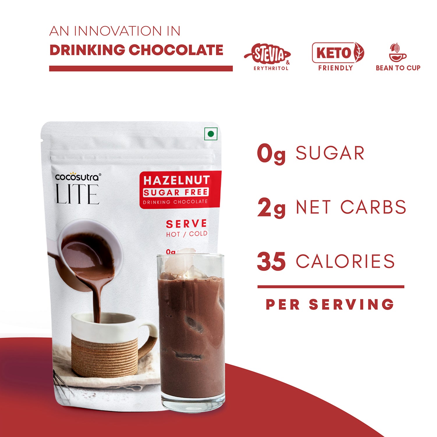 Sugar Free Drinking Chocolate Mix - Hazelnut | 200 g