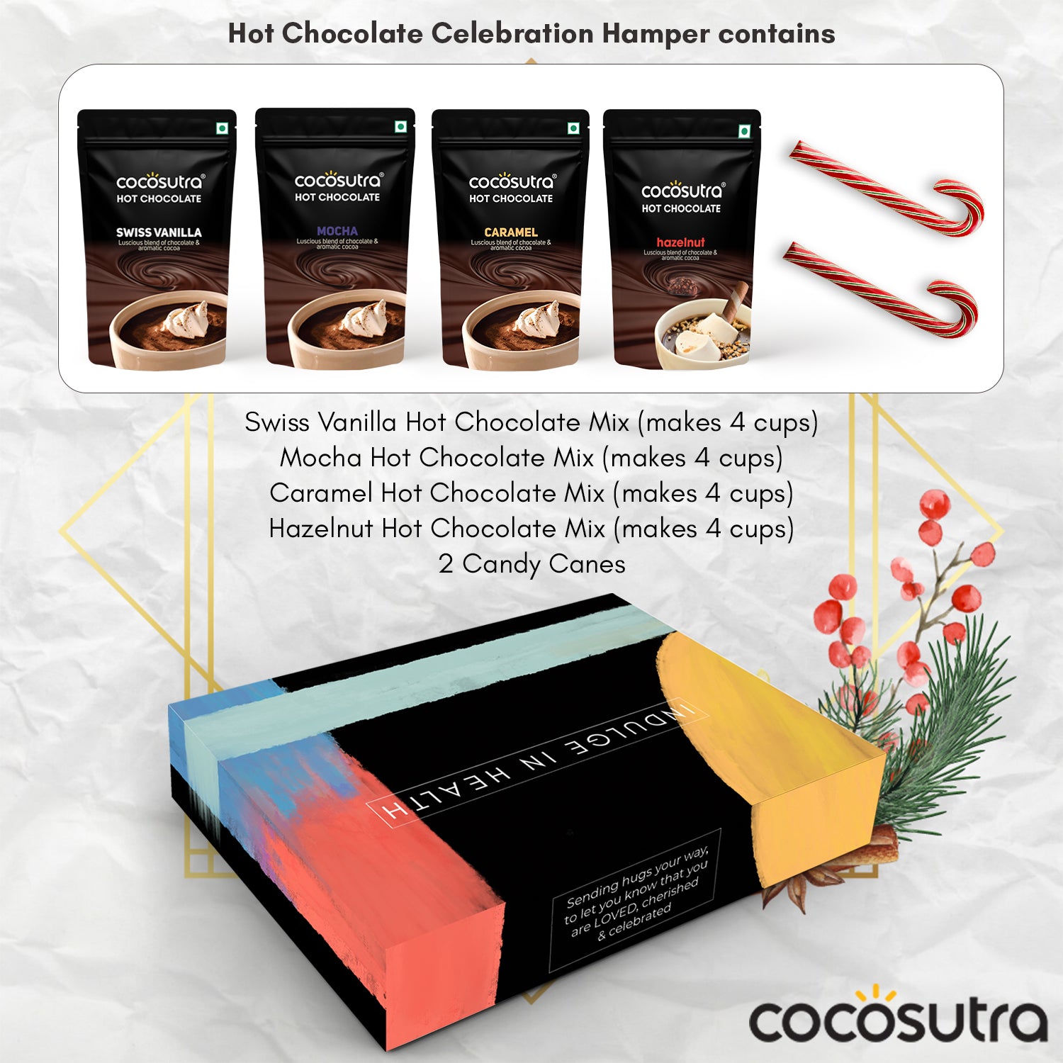 Hot Chocolate Celebration Gift Hamper with Candy Canes | 400 g