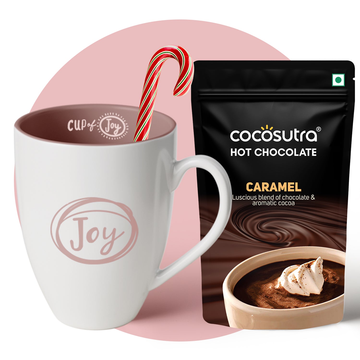 JOY Hamper | Hot Chocolate Mix 100g with Mug & Candy Cane