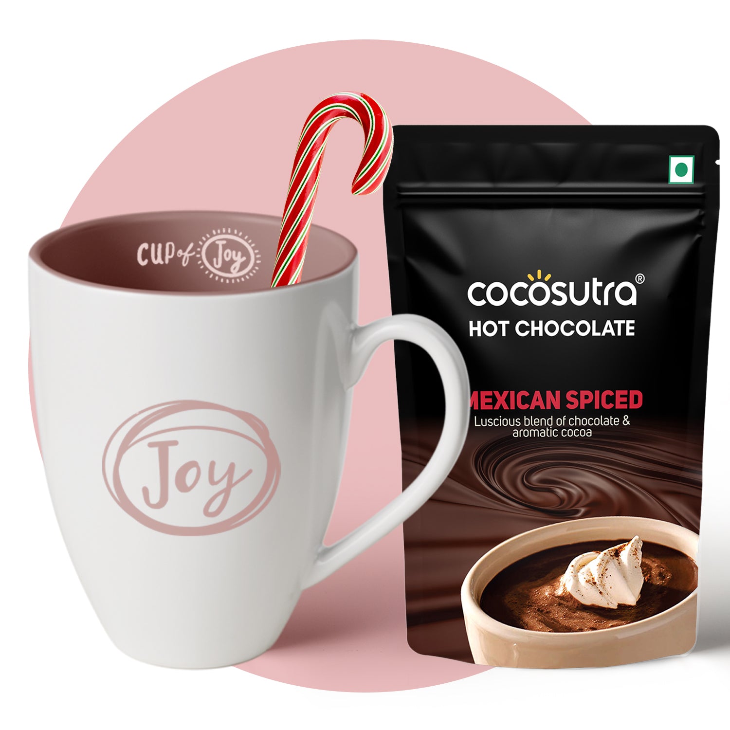 JOY Hamper | Hot Chocolate Mix 100g with Mug & Candy Cane