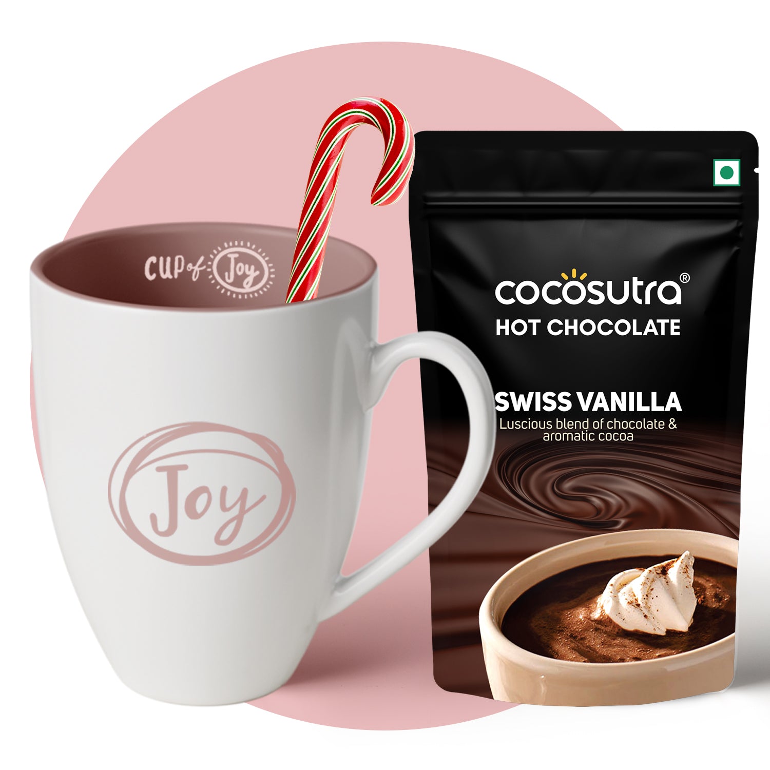 JOY Hamper | Hot Chocolate Mix 100g with Mug & Candy Cane