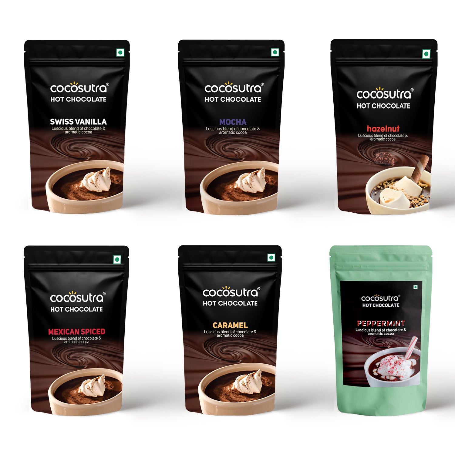 Hot Chocolate Mix Collection | 6 Flavors in 1 Pack | 100 g each