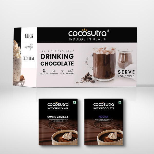 Signature Drinking Chocolate Mix - Swiss Vanilla & Mocha | 20 Single Serves