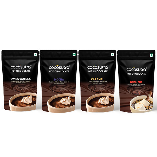 Signature Drinking Chocolate Mix - 4 in 1 Pack | Swiss Vanilla, Mocha, Caramel & Hazelnut | 100 g Each