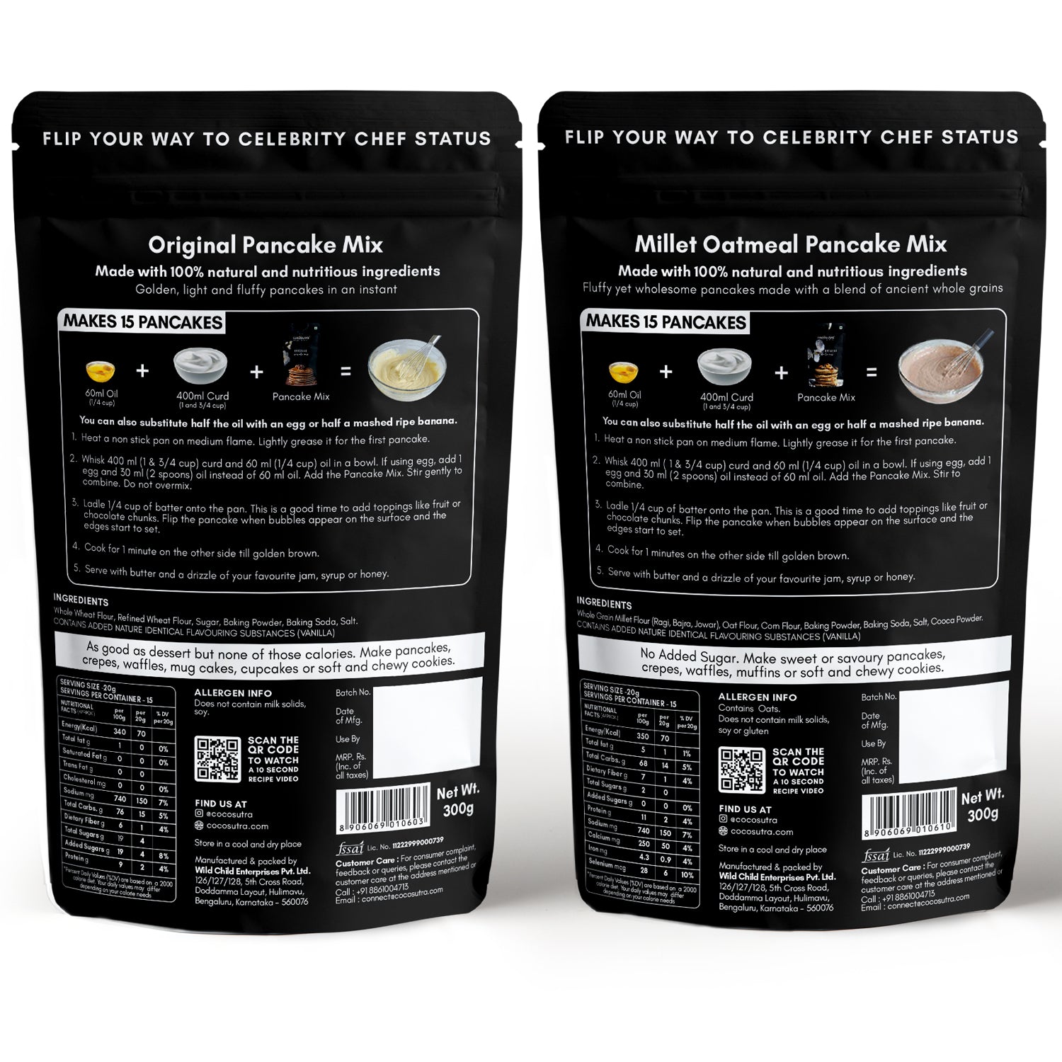 Pancake Mix Combo | Original & Millet Oatmeal | 300 g each