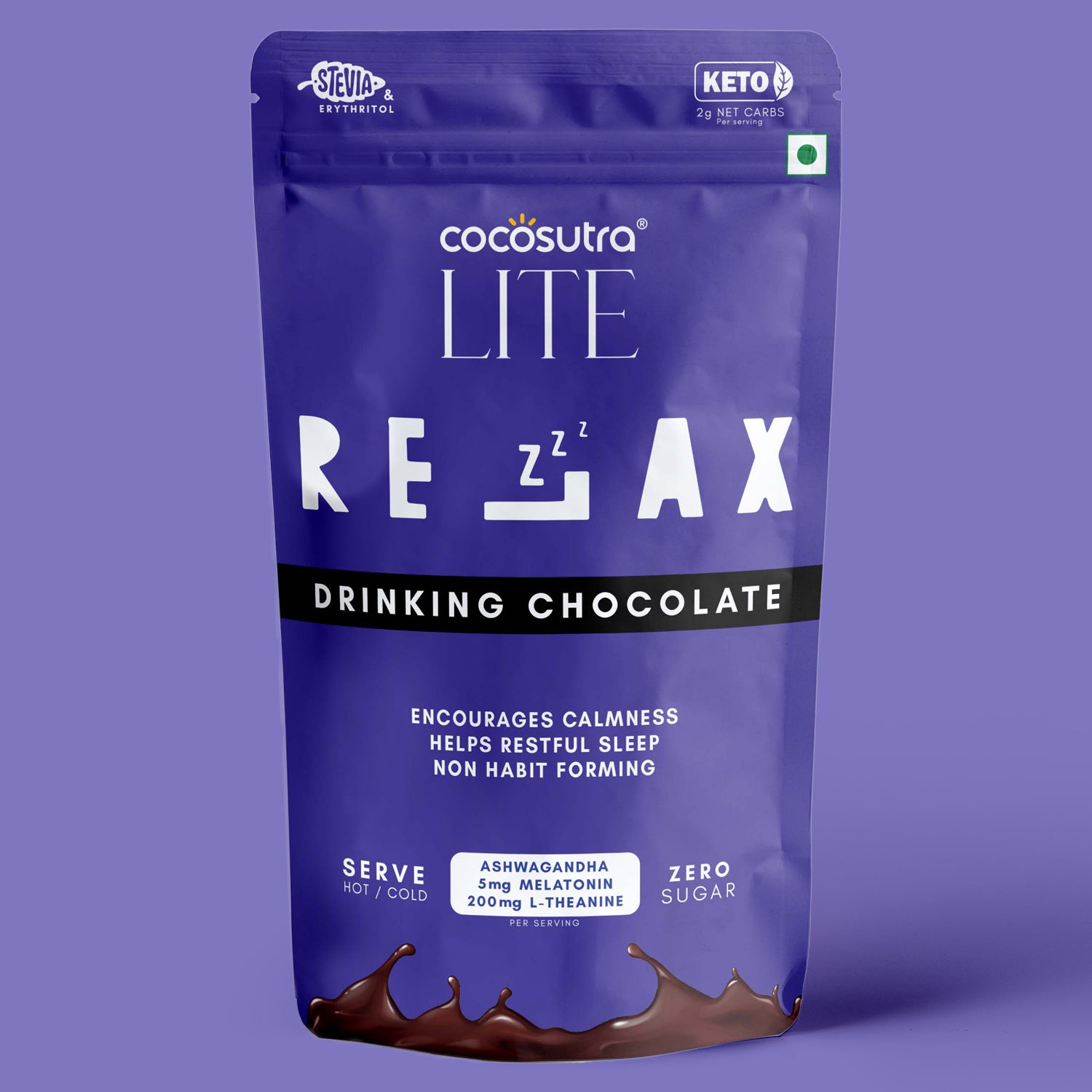 RELAX - Sugar Free Drinking Chocolate Mix | Melatonin Support for Restful Sleep