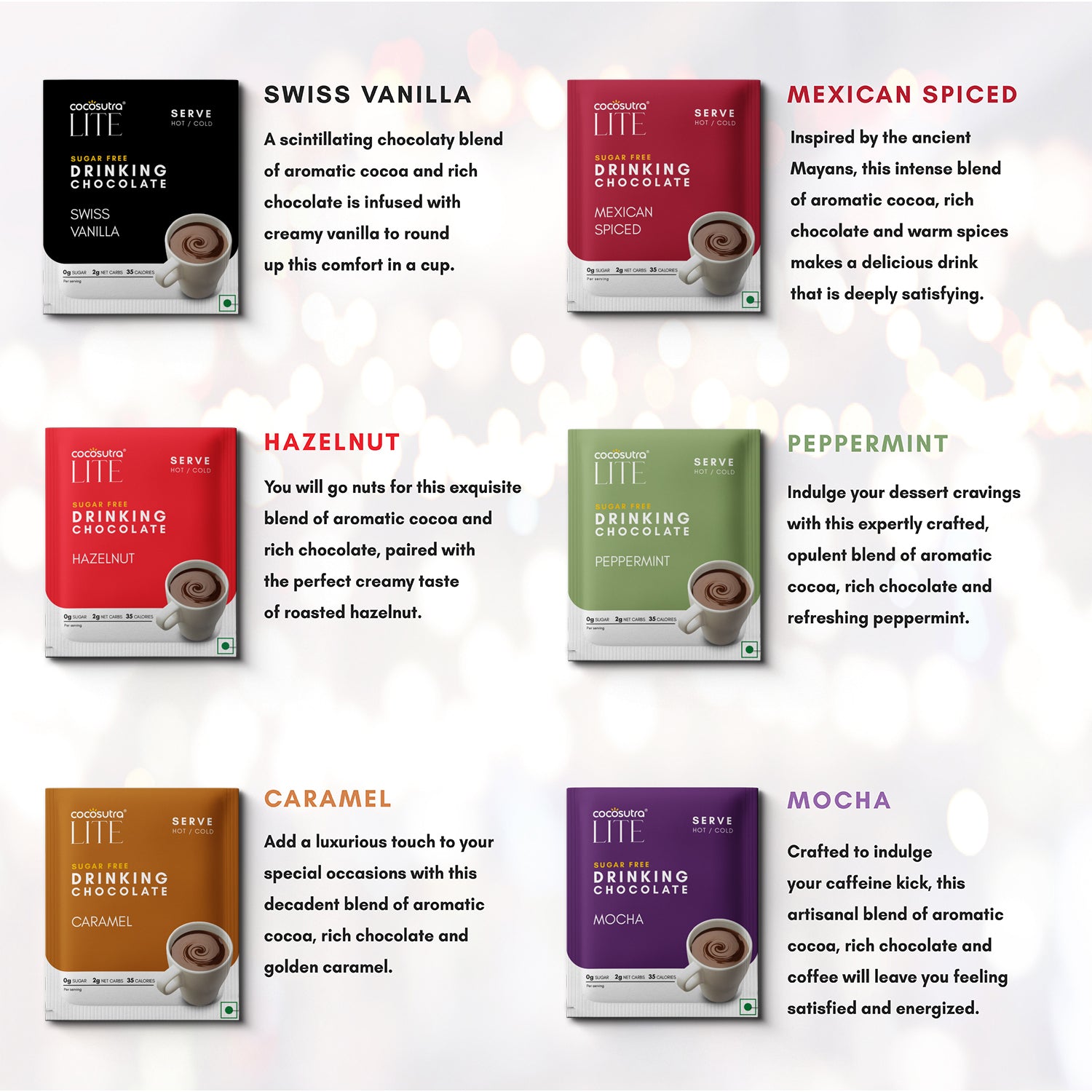 Sugar Free Drinking Chocolate Mix - 6 Flavors