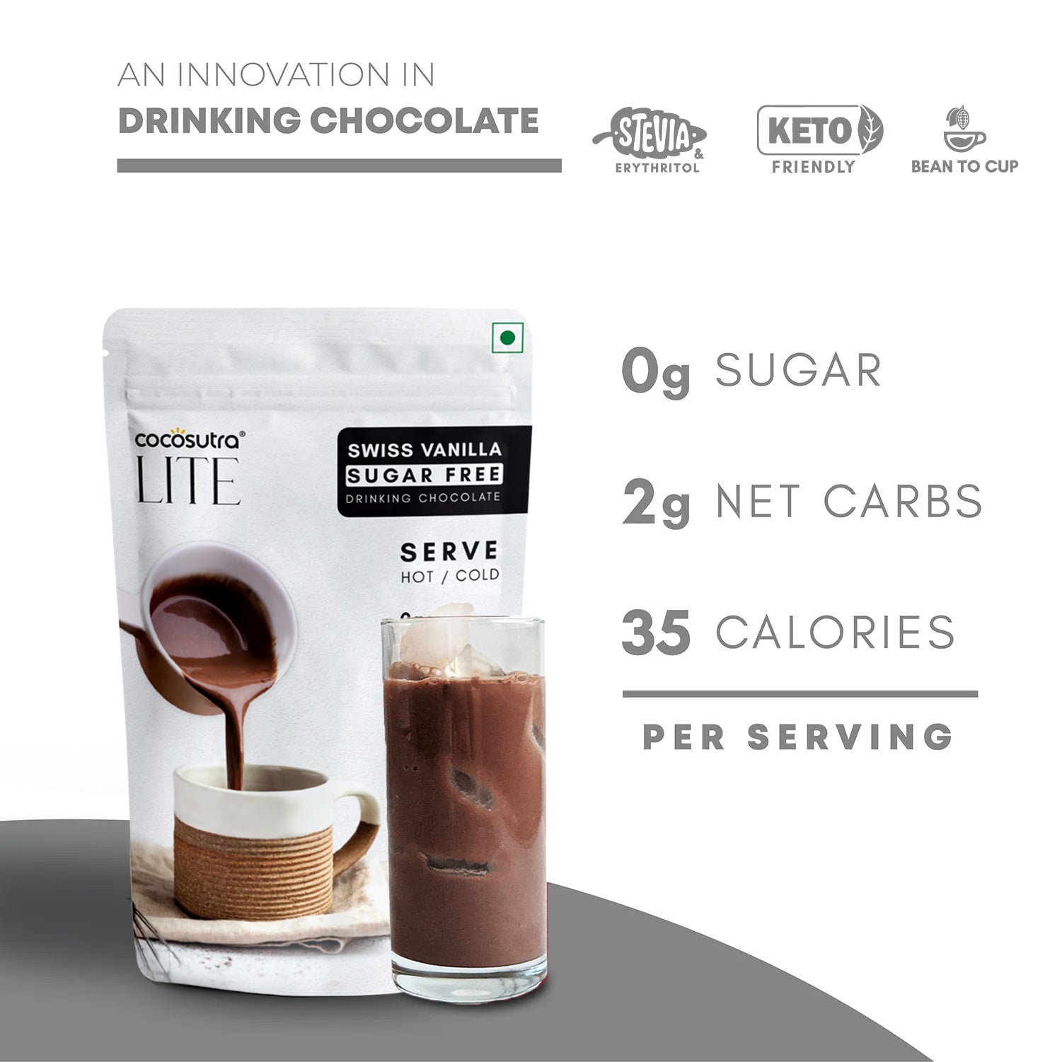 Cocosutra - Swiss Vanilla Sugar Free Drinking Chocolate