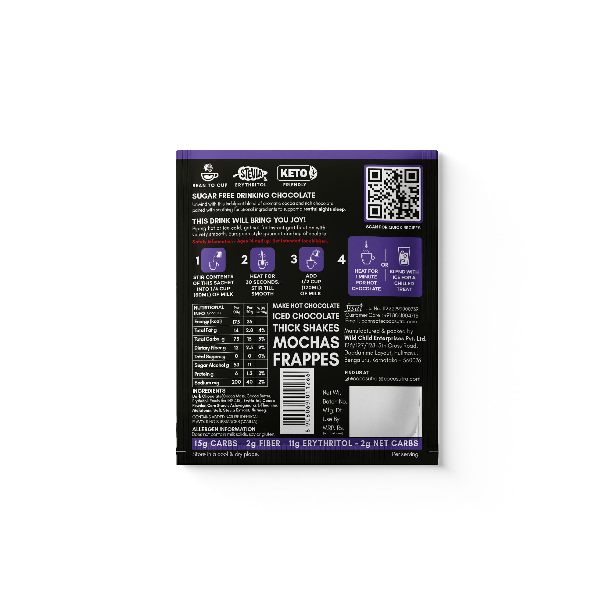 Relax | SUGAR FREE Drinking Chocolate Mix | Melatonin Support for Restful Sleep