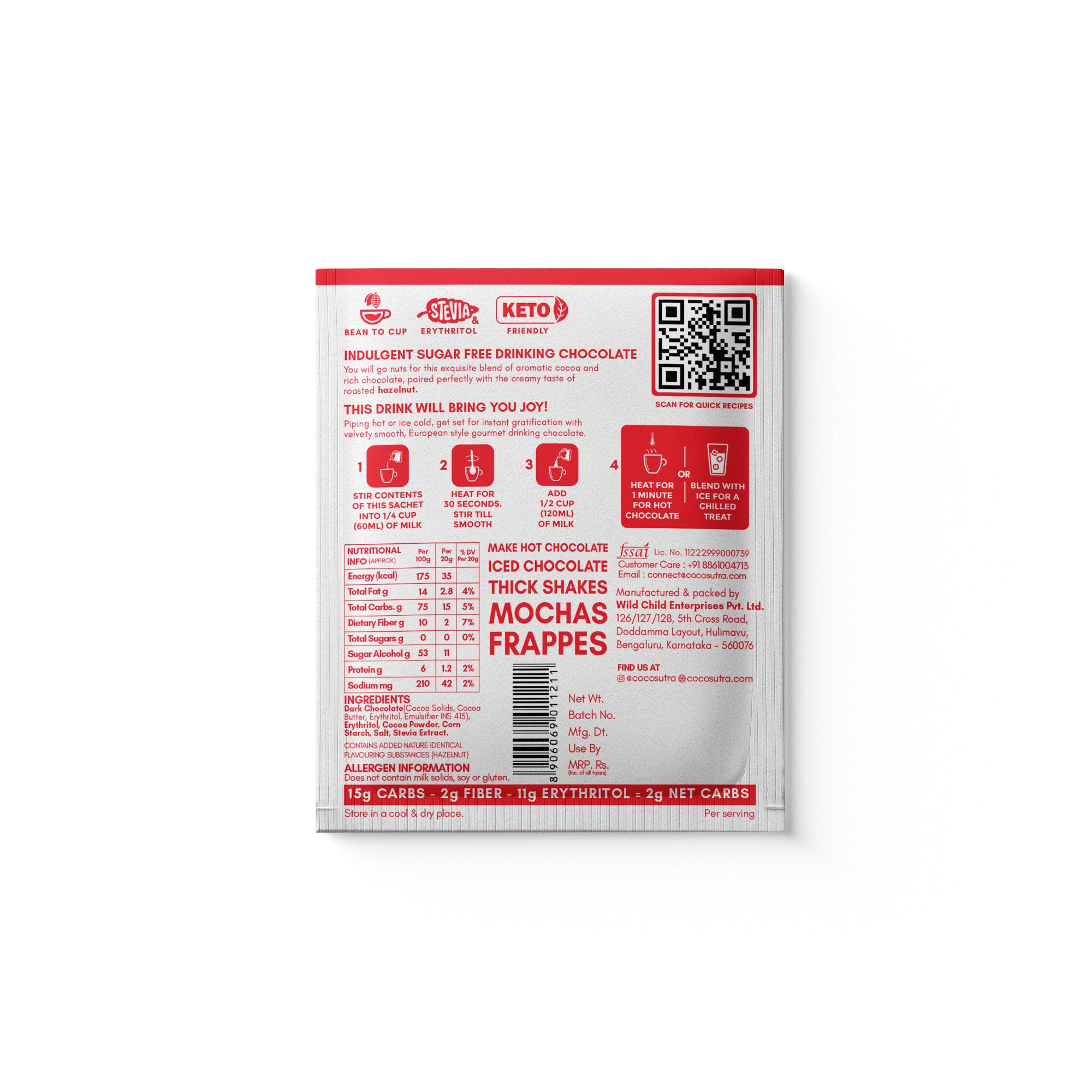 Hazelnut | SUGAR FREE Drinking Chocolate Mix