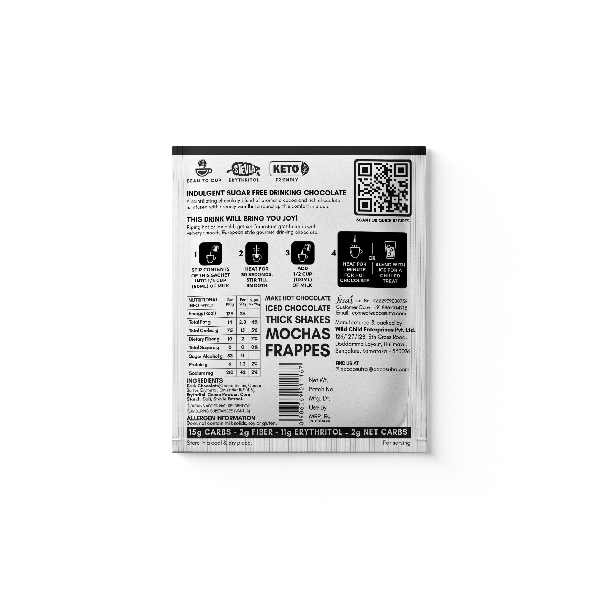 Swiss Vanilla | SUGAR FREE Drinking Chocolate Mix