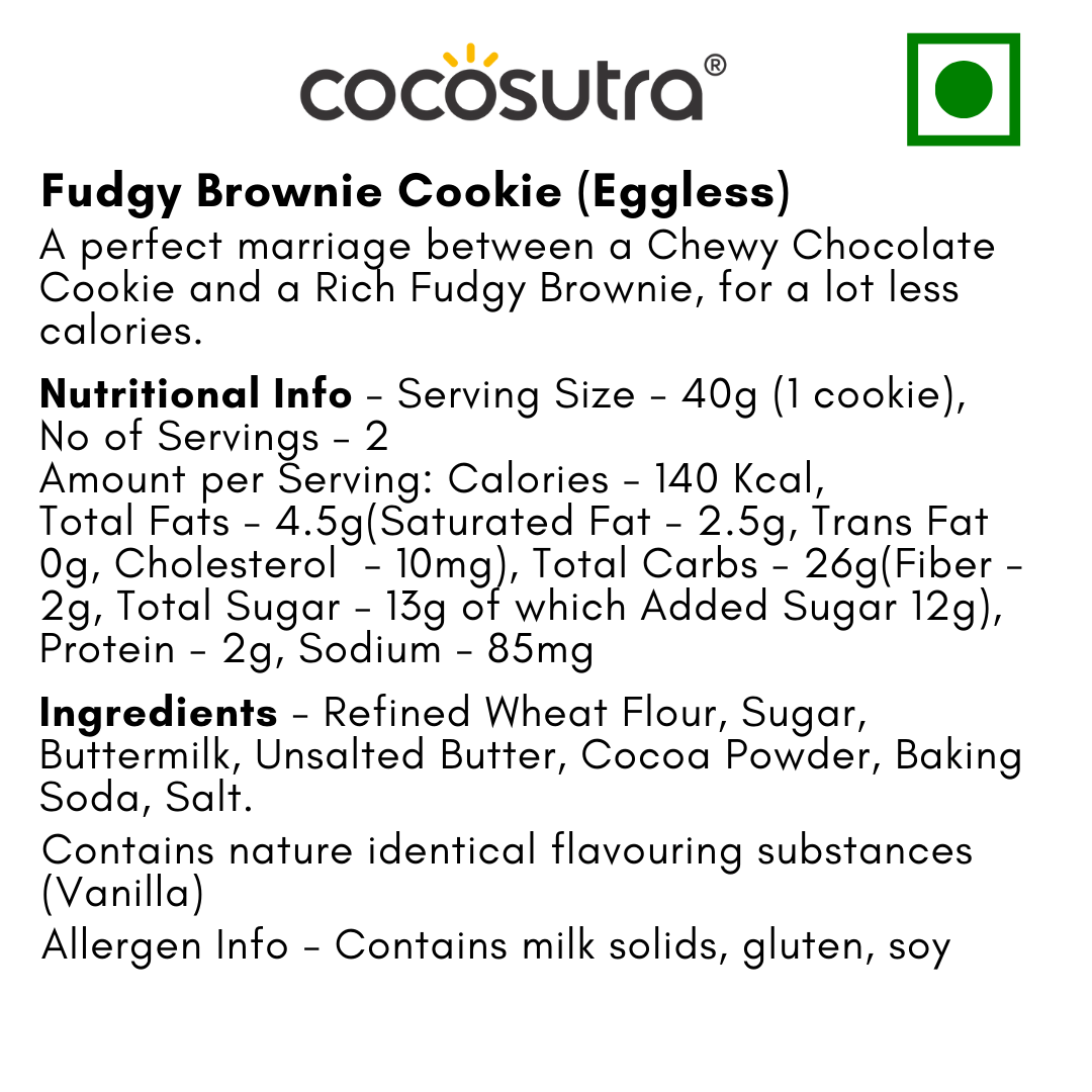2x Fudgy Brownie, 40g each (eggless)