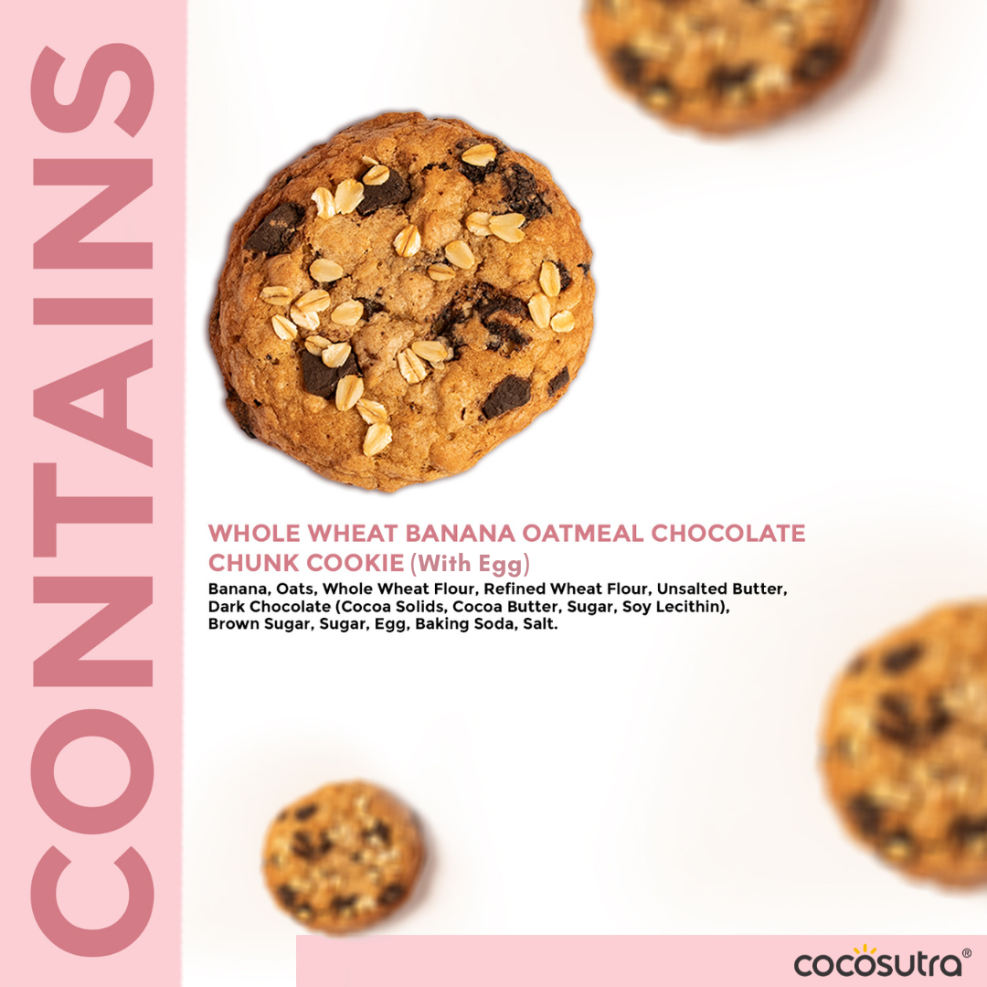 Whole Wheat Banana Oatmeal Chocolate Chunk Cookies | Box of 8 | 8*40g each | 320g