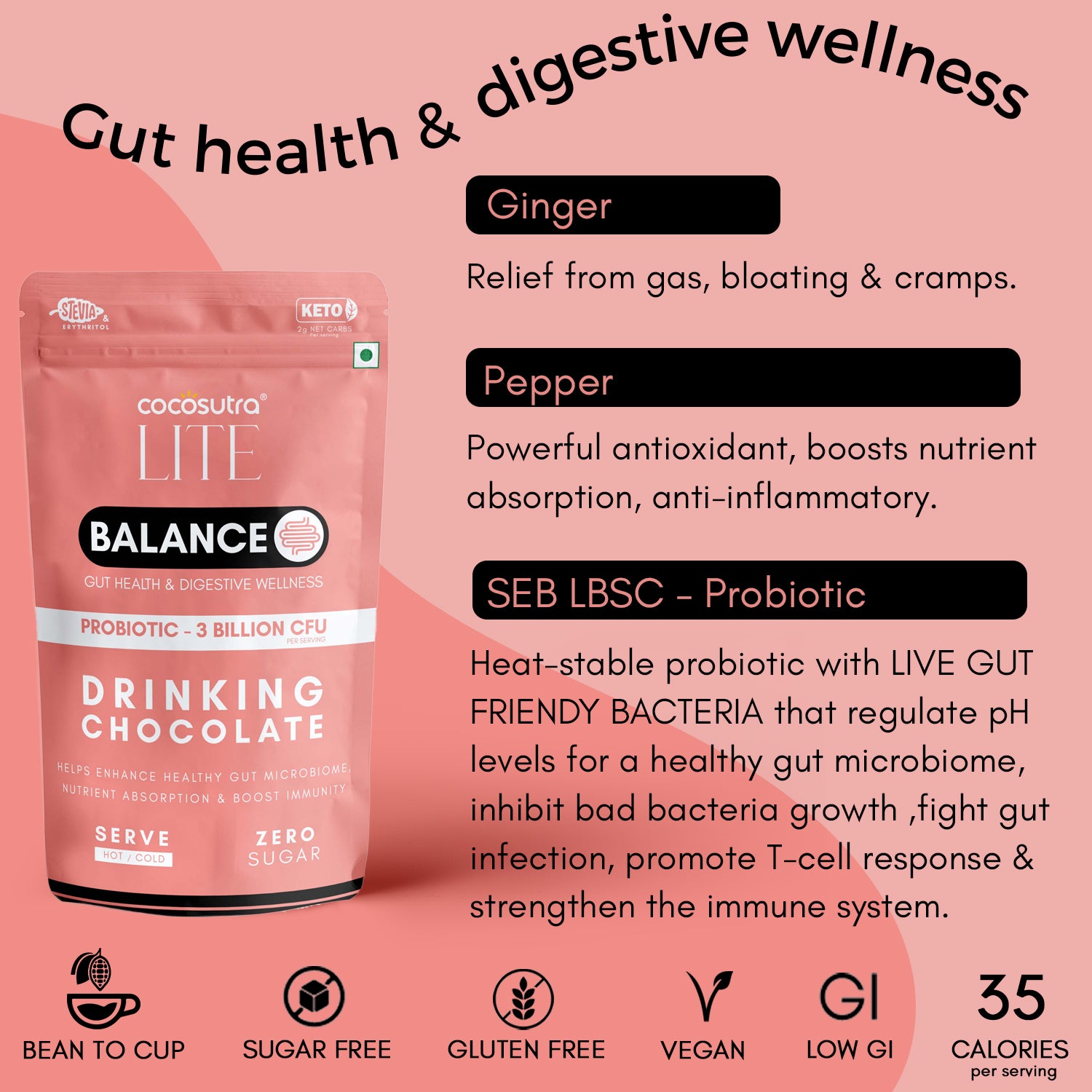 BALANCE - Sugar Free Drinking Chocolate Mix | For Gut Health