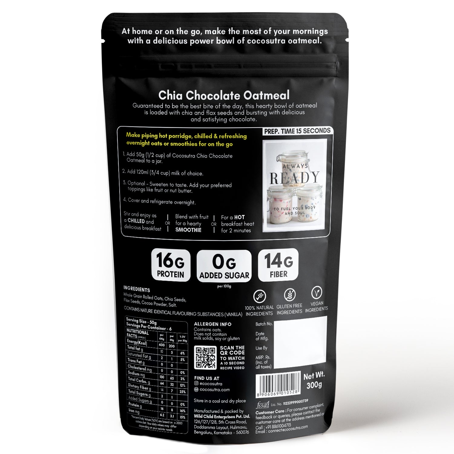Chia Chocolate Oatmeal | 300 g