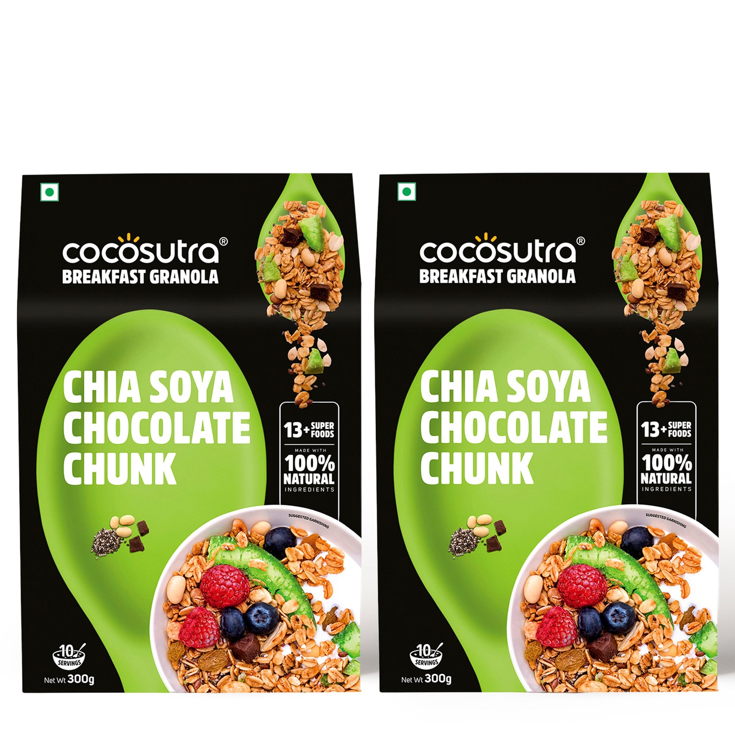 Chia Soya Chocolate Chunk Breakfast Granola | Box of 2 | 300 g each