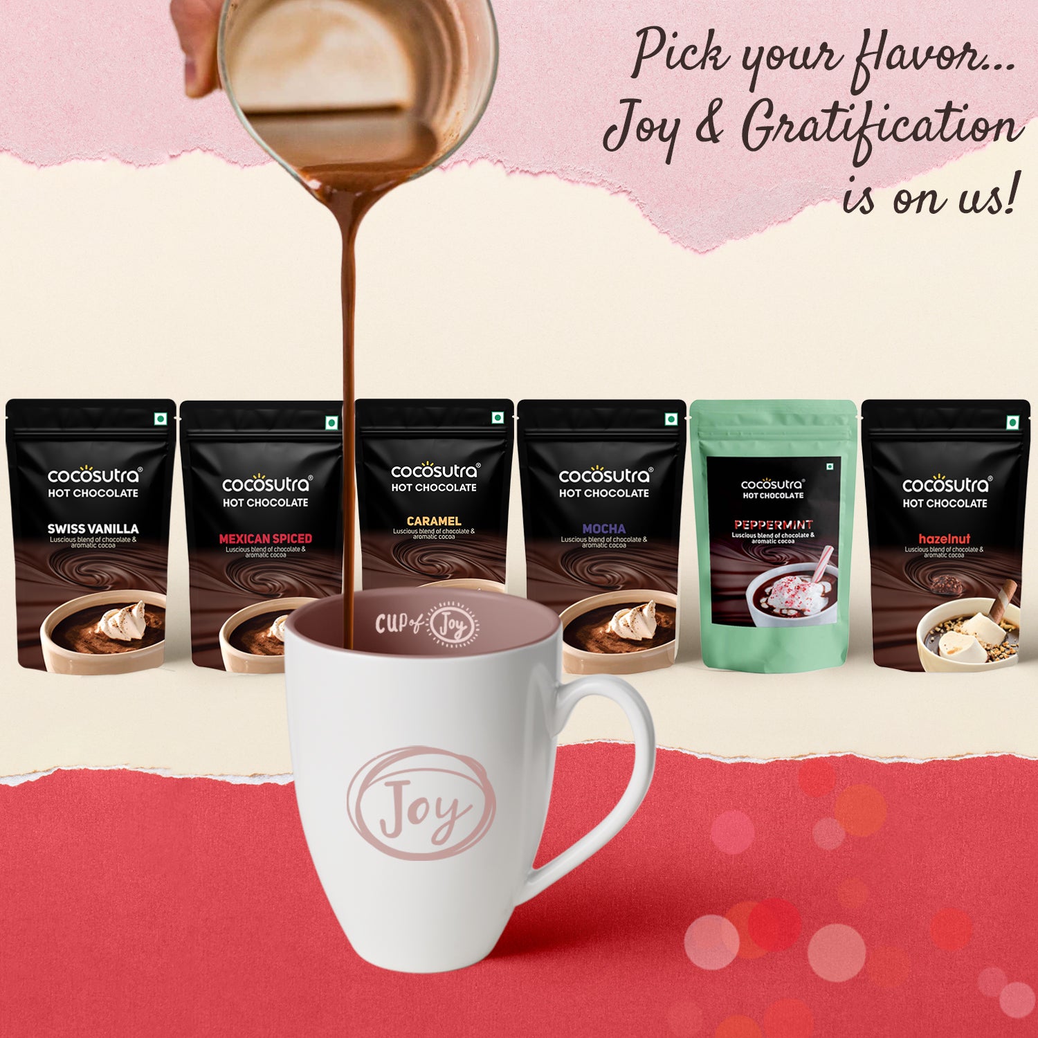 JOY Hamper | Hot Chocolate Mix 100g with Mug & Candy Cane