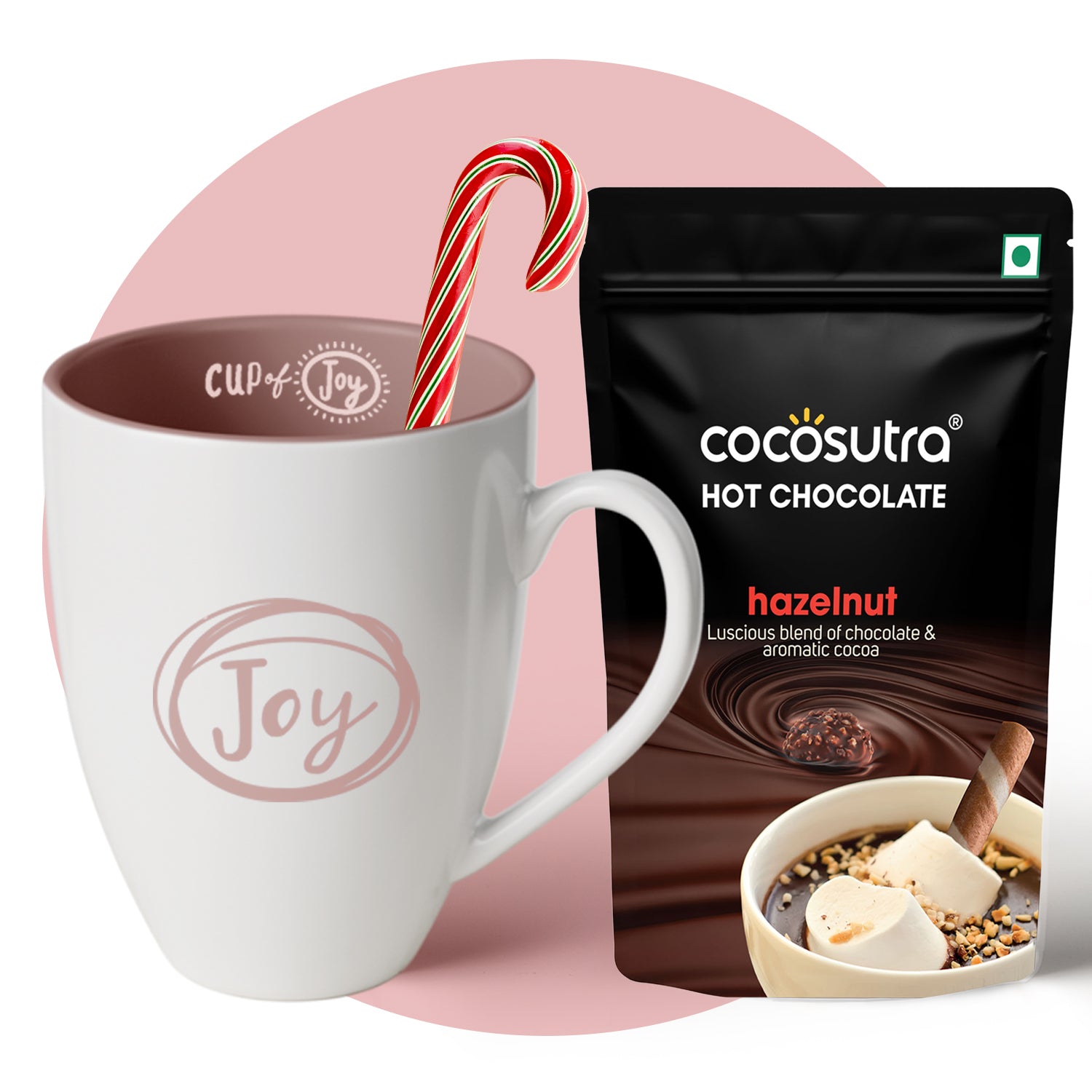 JOY Hamper | Hot Chocolate Mix 100g with Mug & Candy Cane