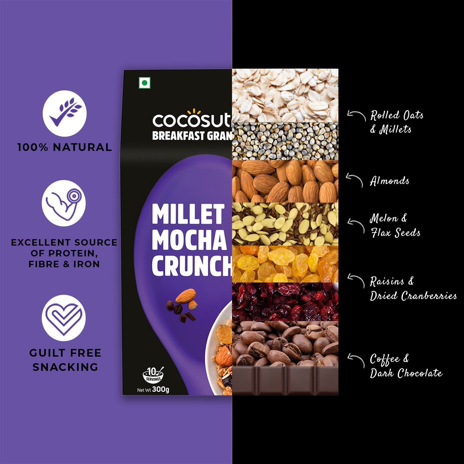 Millet Mocha Crunch Breakfast Granola | Box of 2 | 300 g each