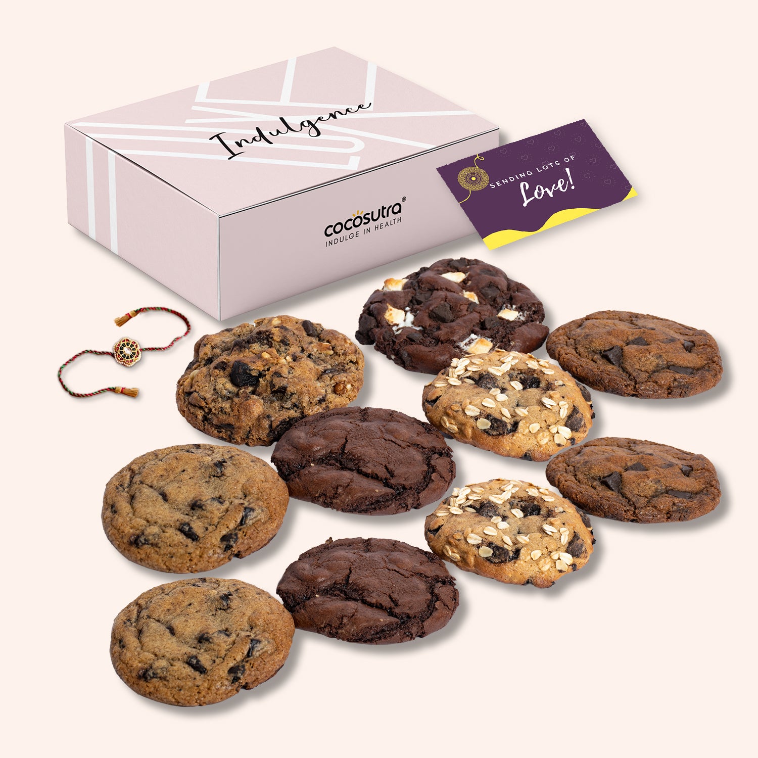 Rakshabandhan Cookie Special Box | Spoil the cookie monster! | Box of JOY Hamper with Rakhi & Greeting Card, 520g