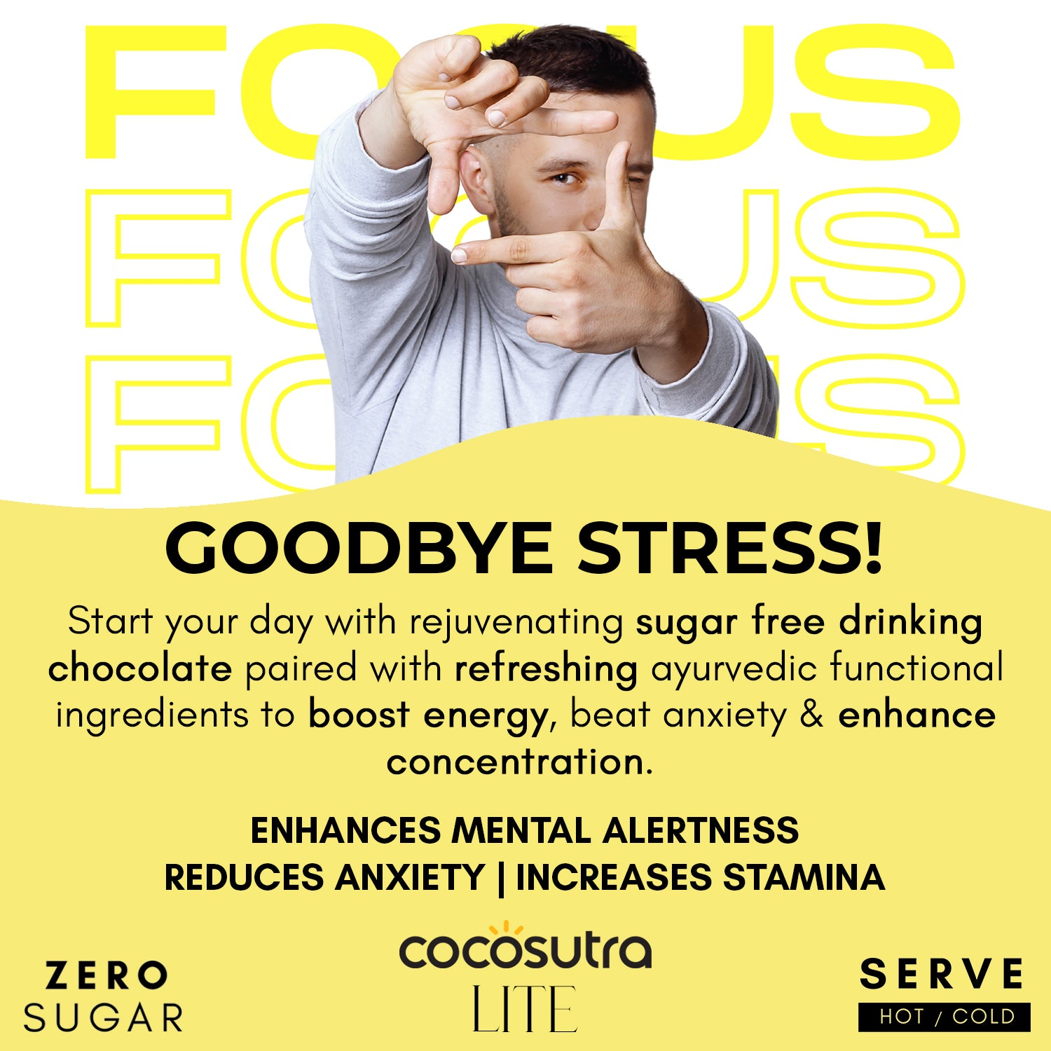 Cocosutra Focus - Sugar Free Drinking Chocolate Mix - Ashwagandha Supplement - Benefits