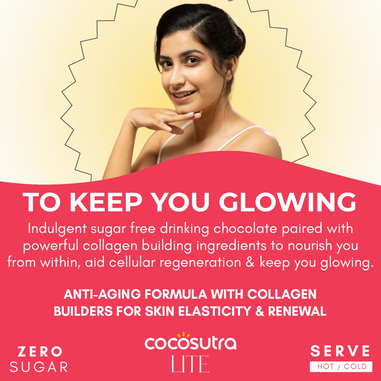 Cocosutra Glow - Sugar Free Drinking Chocolate Mix - Anti-Aging Supplement - Benefits
