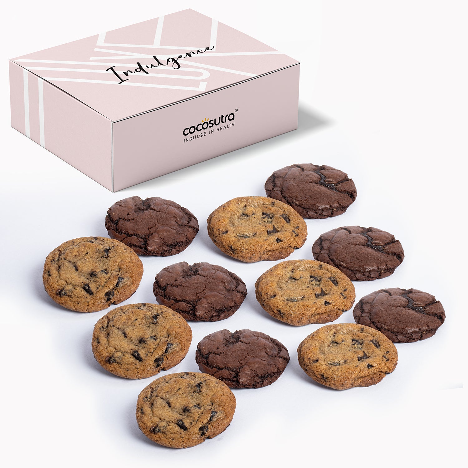 Cocosutra Chunky Chocolate Chip & Fudgy Brownie Cookies - Box of 12 - Eggless