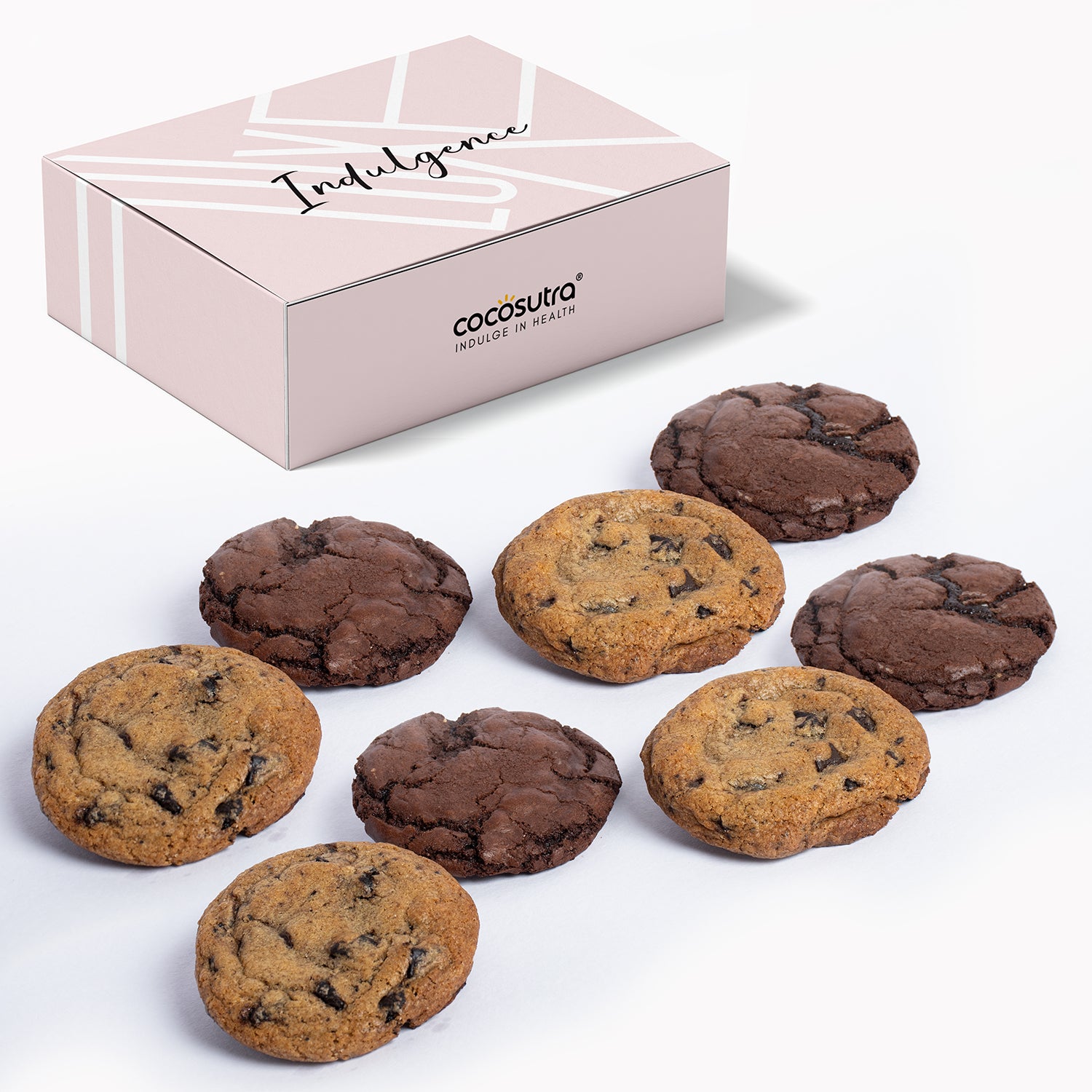 Cocosutra Chunky Chocolate Chip & Fudgy Brownie Cookies - Box of 8 - Eggless