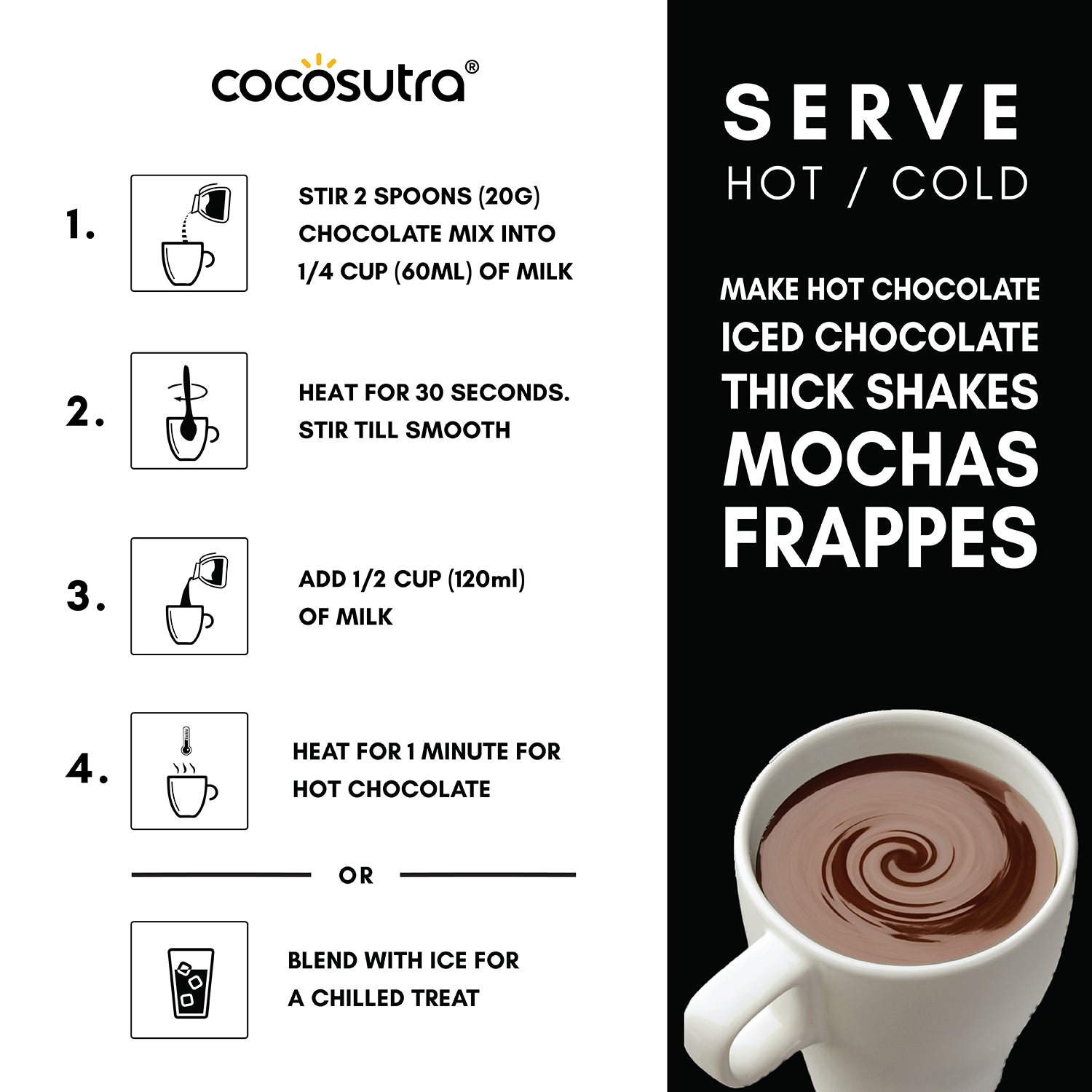 Cocosutra Hot Chocolate Pack of 4 Combo - Recipe